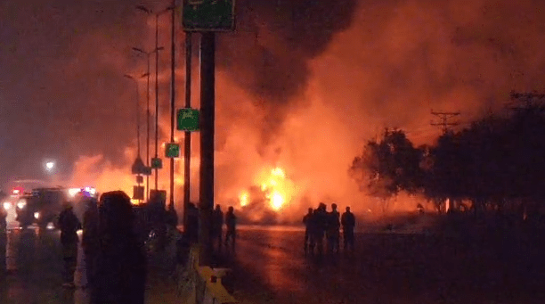 The incident of fire in an oil tanker on Old Airport Road