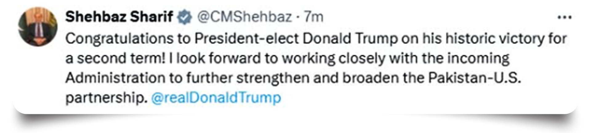pak pm shehbaz sharif congratulates donald trump on x
